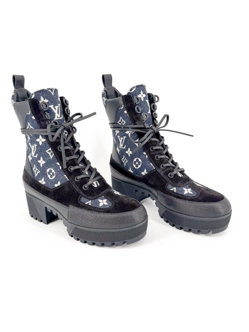 Louis Vuitton Laureate Desert Boots Size 39.5 US 9.5 Women's LV Monogram Denim